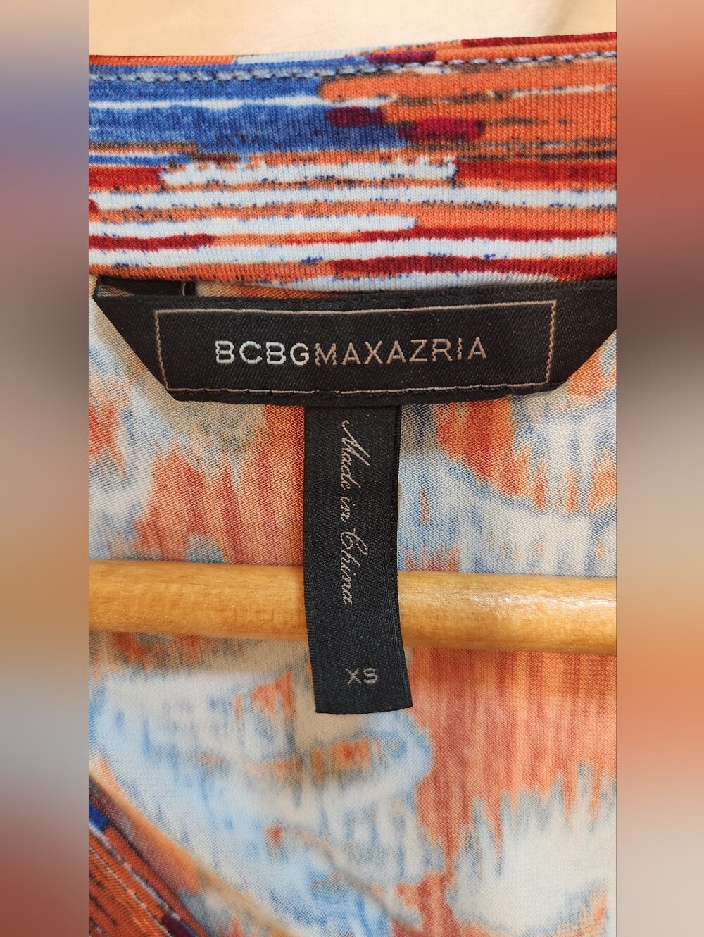 BCBG Max Azria Orange Blue Ikat Print Hallee Wrap Dress Size XS - Picture 5 of 12